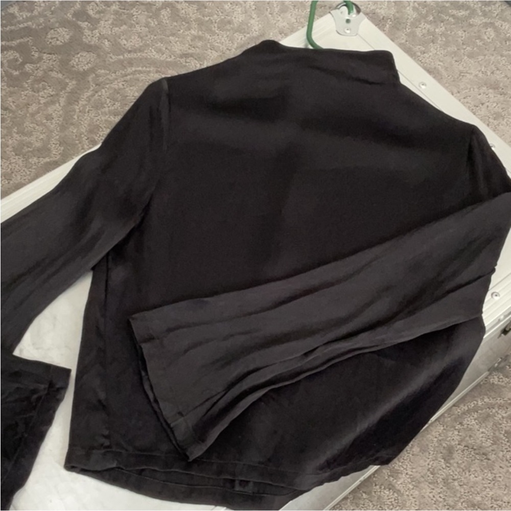 Weekday Black Matte Satin Long Sleeve Top